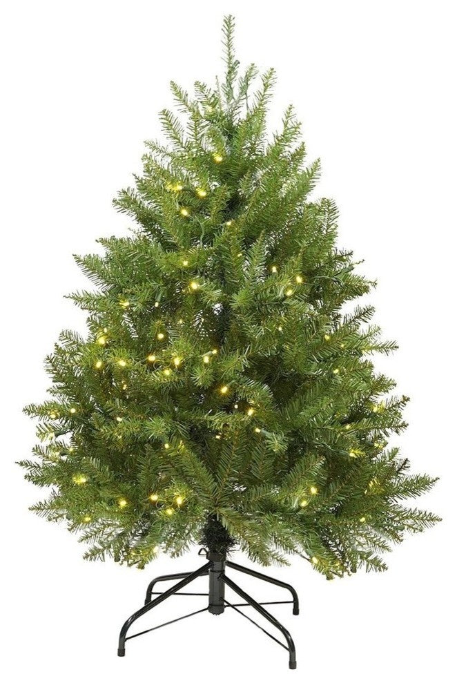 4' Pre-Lit Northern Pine Full Artificial Christmas Tree, Warm Clear LED Lights