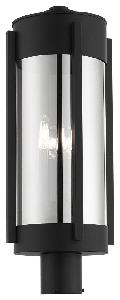 Sheridan 3 Light Black/Brushed Nickel Candles Large Outdoor Post Top Lantern