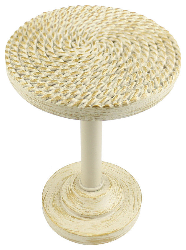 Coil Drapery Medallion Holdback, Gilded French White