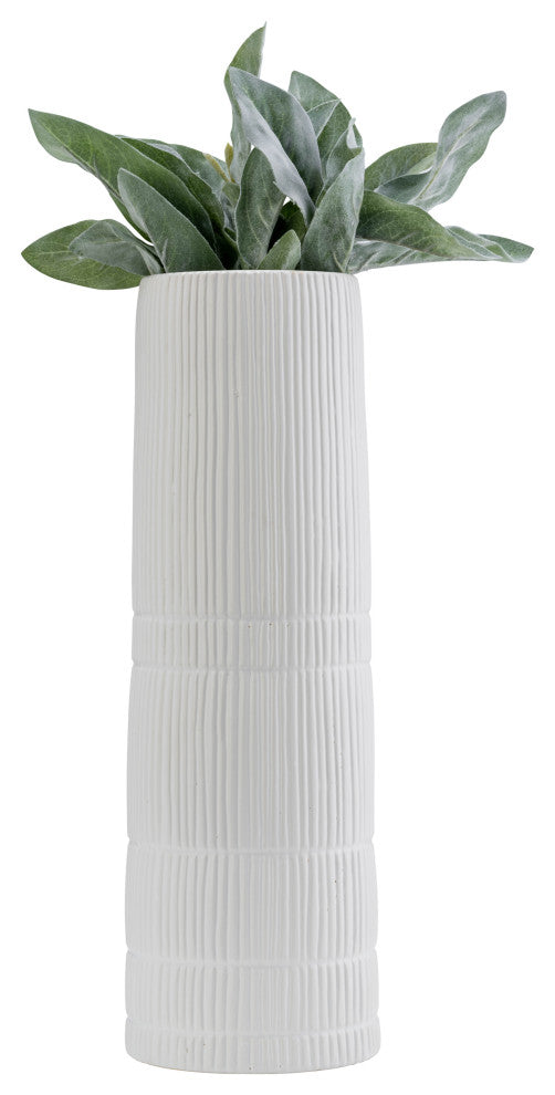 Ceramic 18"H Lined Cylinder Vase, White