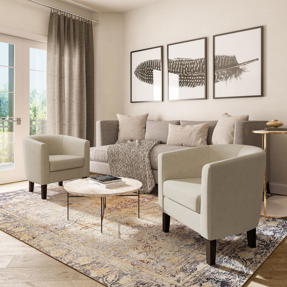 Modern Club Chair Barrel Design, Beige