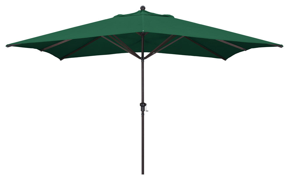 11'x8' Rectangular Aluminum Umbrella Bronze, Forest Green