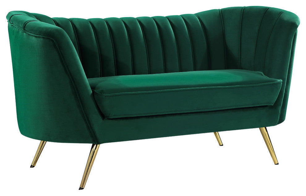 Margo Velvet Upholstered Set, Green, Loveseat