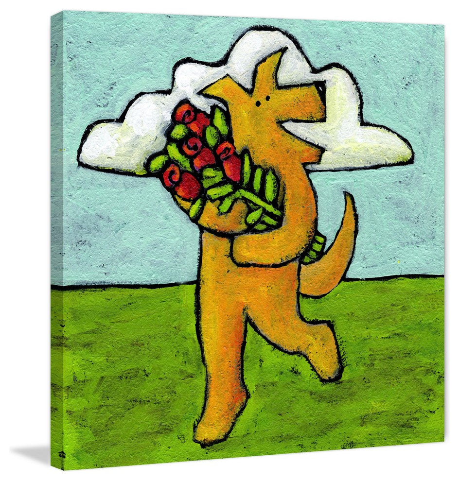 Marmont Hill, "Red Roses for Dog" by Janet Nelson Print on Wrapped Canvas, 18x18