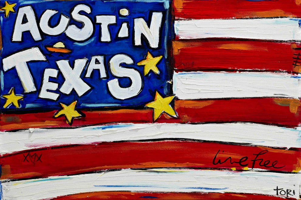 "Austin Flag" Painting Print on Canvas by Tori Campisi