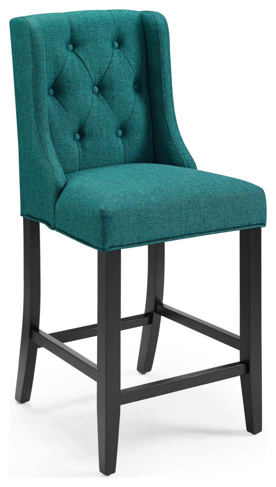 Baronet Tufted Button Upholstered Fabric Counter Stool - Teal