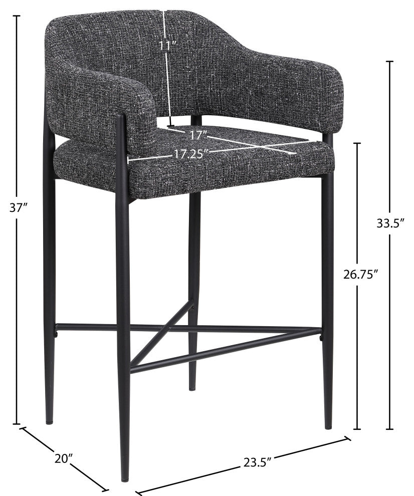 Dame Upholstered Bar and Counter Stool, Black