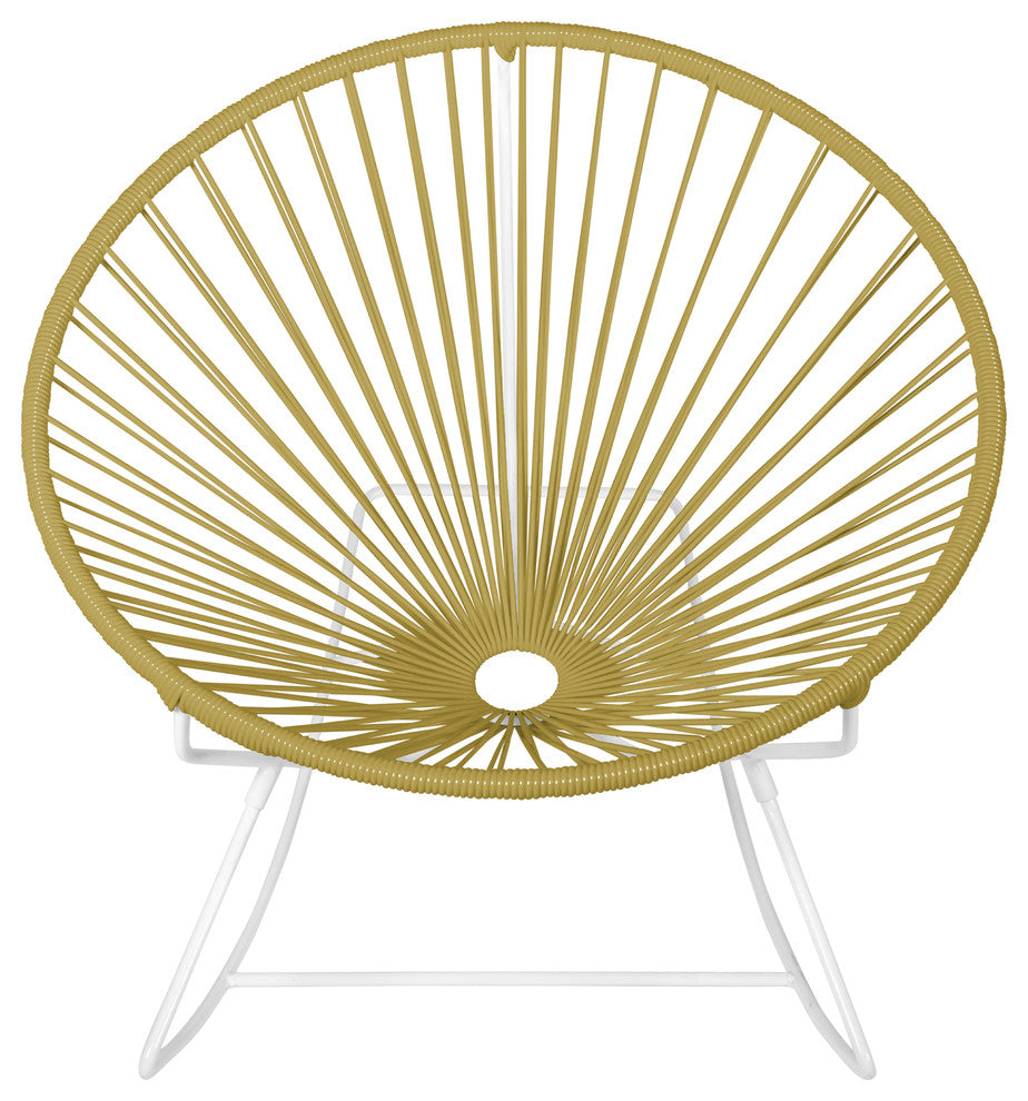 Innit Indoor/Outdoor Handmade Rocker, Caramel Weave, White Frame