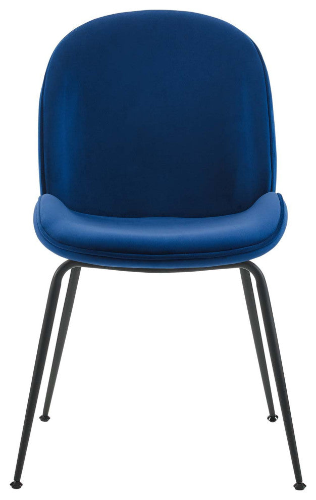 Side Dining Chair, Set of 2, Velvet, Metal, Blue Navy, Modern, Bistro Restaurant
