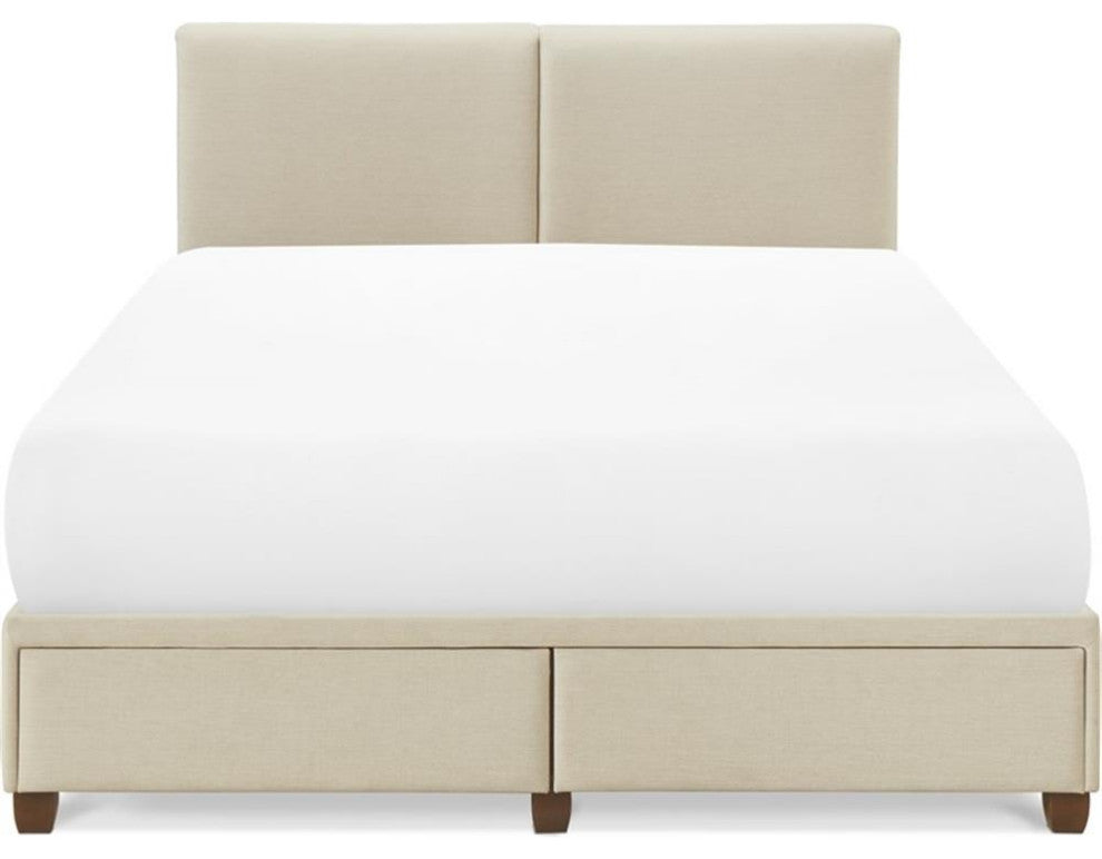 Finch Maxwell Storage Bed with Adjustable Height Headboard King Size Beige
