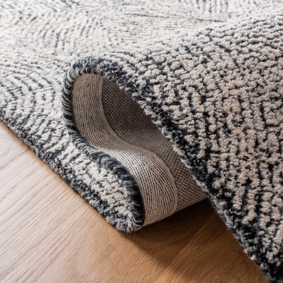 Safavieh Couture Abstract Collection, ABT340 Rug, Ivory/Charcoal, 4' Square