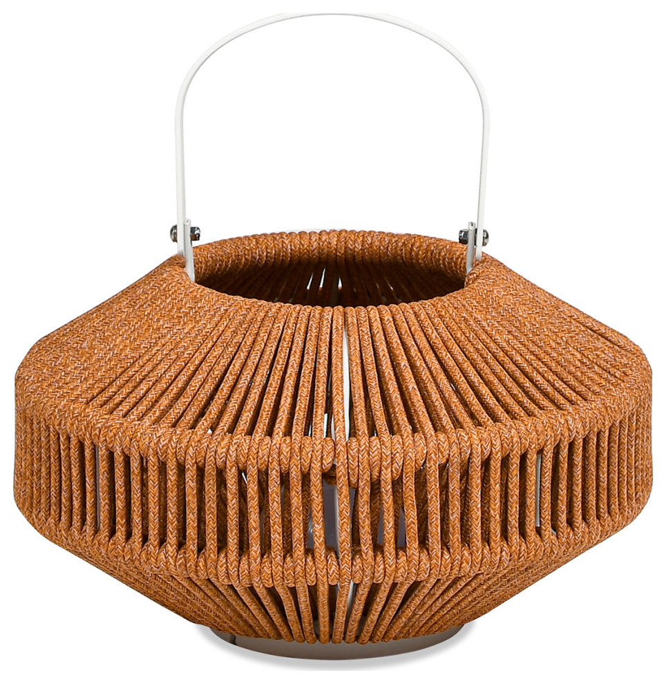 Nova Outdoor Patio Floor Lantern with USB Rechargeable LED Light, Heathered Orange