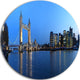 London Tower Bridge In Blue, Cityscape Photo Disc Metal Wall Art, 38"