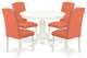 5Pc Round 42" Dinette Table, Four Parson Chair, Pu Leather Color Pink Flamingo