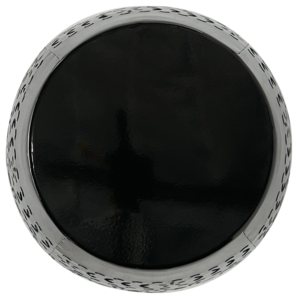 GDF Studio Millie Outdoor 12" Lace Cut Iron Side Table, Black