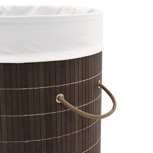 vidaXL Laundry Basket Laundry Hamper Dirty Clothes Basket Round Dark Brown