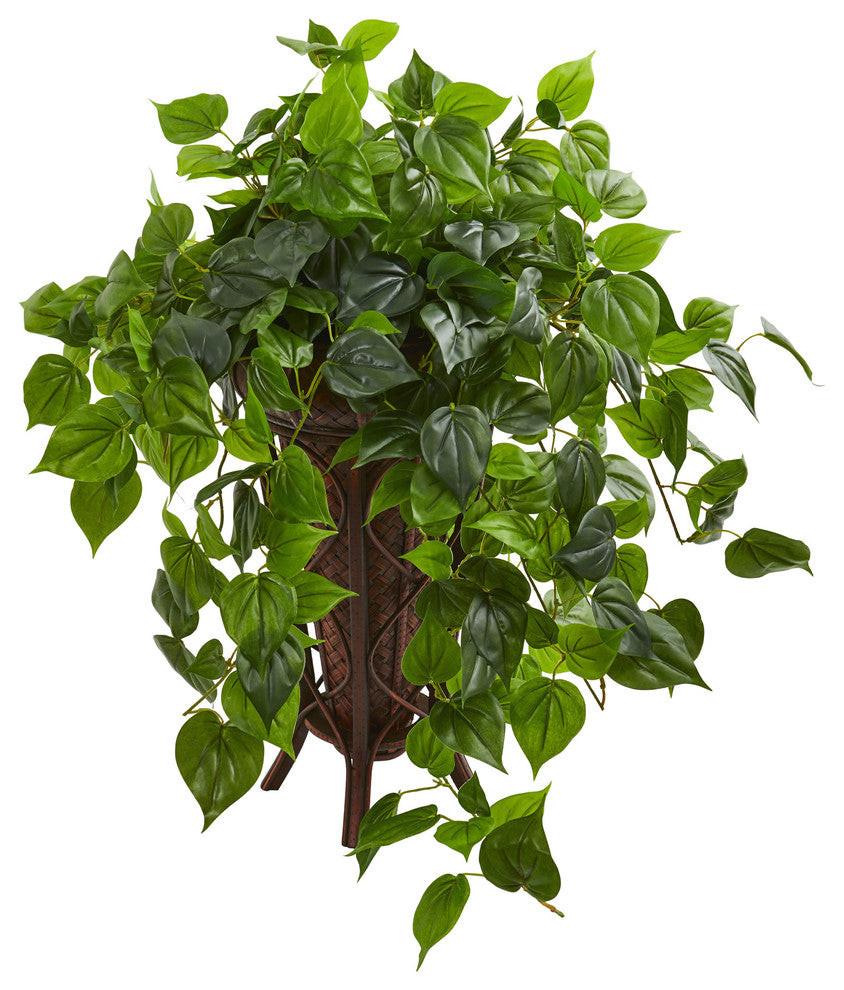 Nearly Natural Philodendron Artificial Plant in Stand Planter