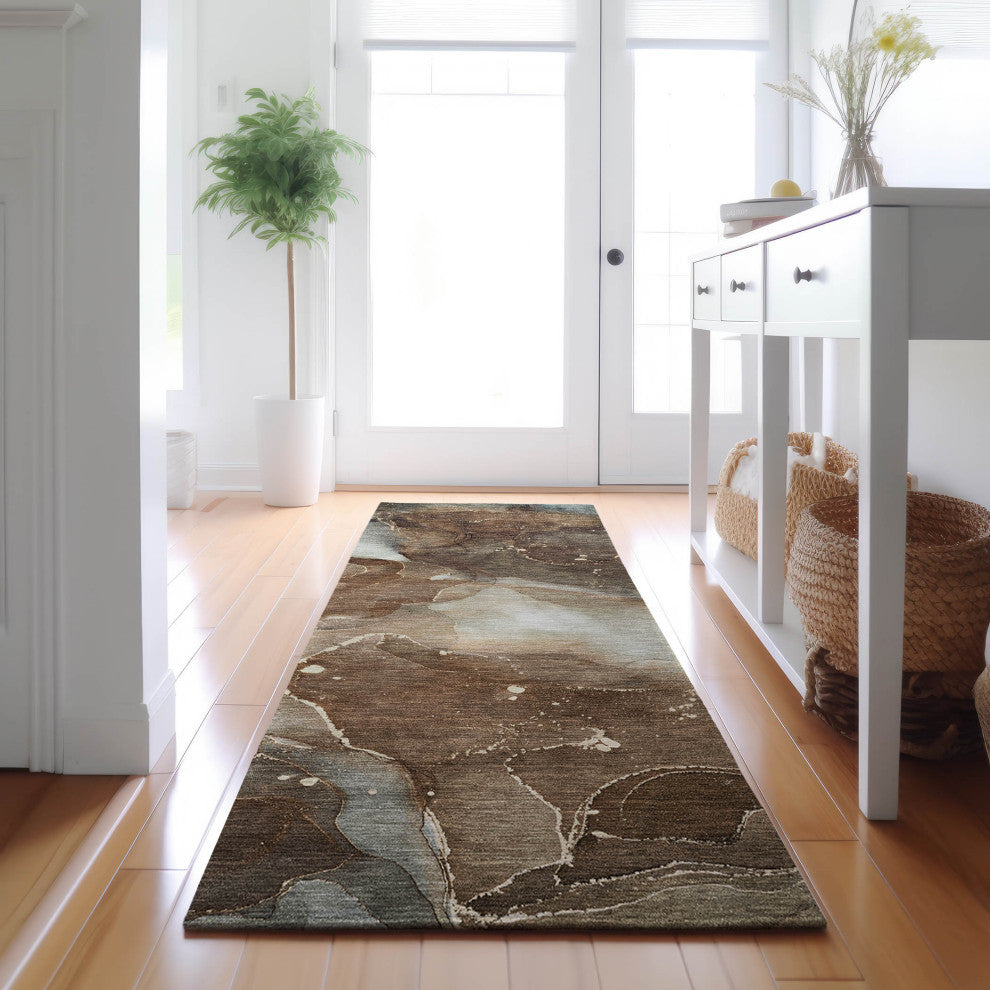 Premium Machine Washable Mayfield AMF522 Brown 2'3" x 7'6" Runner Rug