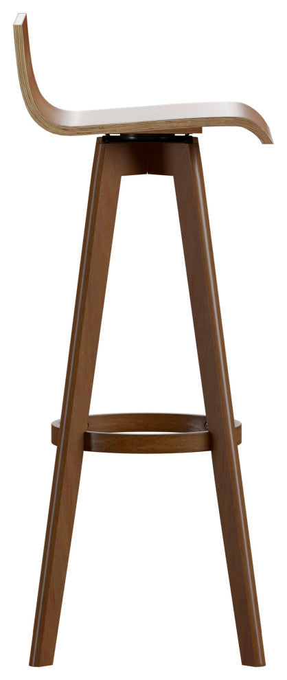 Tori, Mid-Century Modern Swivel Stool, Set of 2, Walnut, 29"
