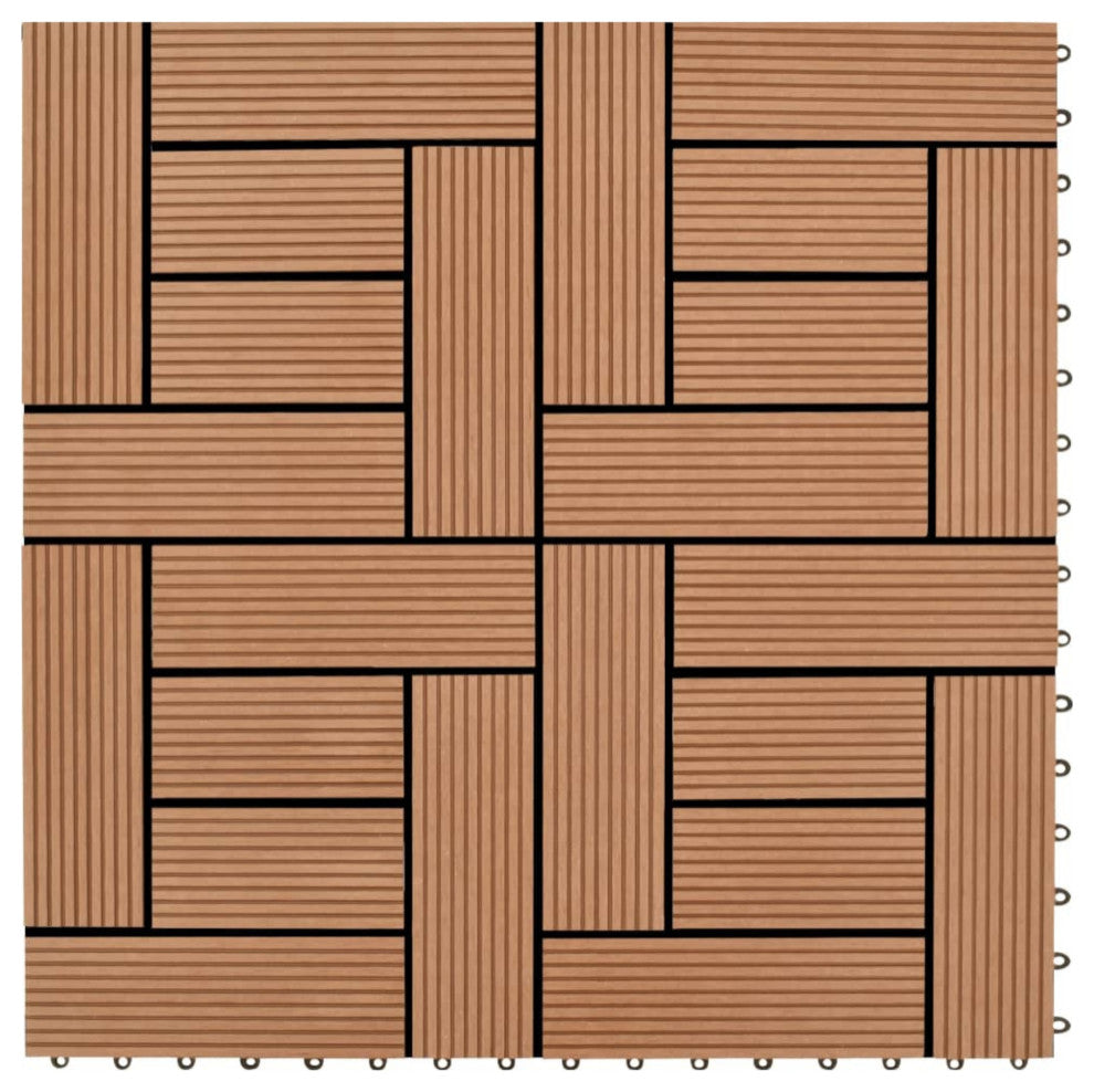 Brown 11-Piece 11.8"x11.8" Decking Tiles WPC 11'
