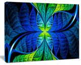 Blue Green Fractal Stained Glass, Abstract Canvas Art Print, 20x12