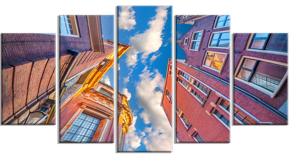 Authentic Dutch Architecture, Purple, Canvas Print, 60"x32", 5 Panels
