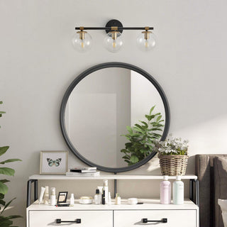 Matte Black 3-Light Bathroom Vanity Light With Globe Glass Shades