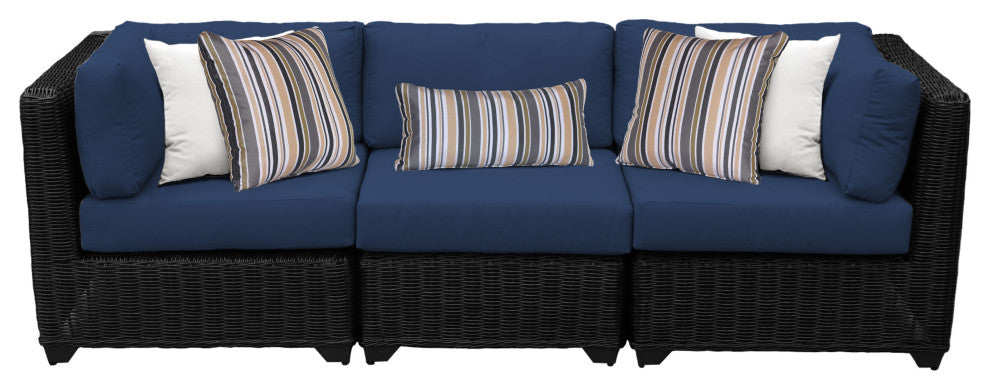 Venice 3 Piece Outdoor Wicker Patio Furniture Set 03c, Navy