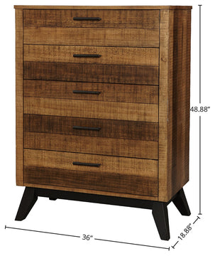 Urban Rustic 5-Drawer Wood Chest, Brushed Wheat