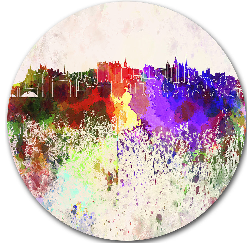 Edinburgh Skyline, Cityscape Disc Metal Artwork, 23"
