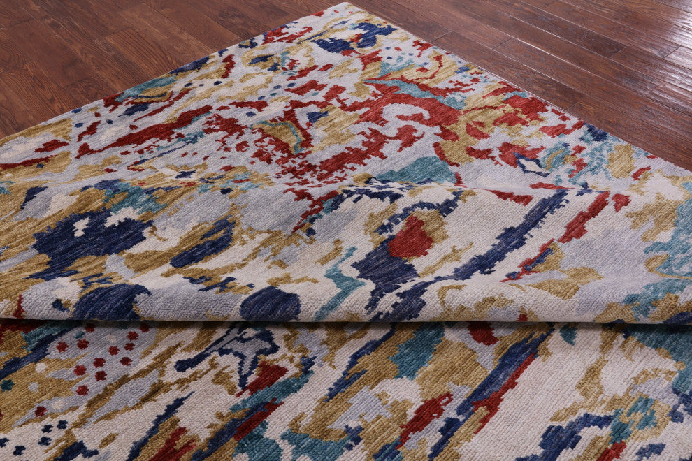 8' 10" X 12' 3" Modern Handmade Wool Rug Q8579