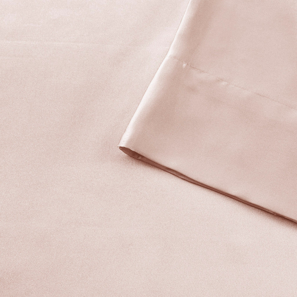 Madison Park Essentials Satin Luxury 6 PC Sheet Set, Blush
