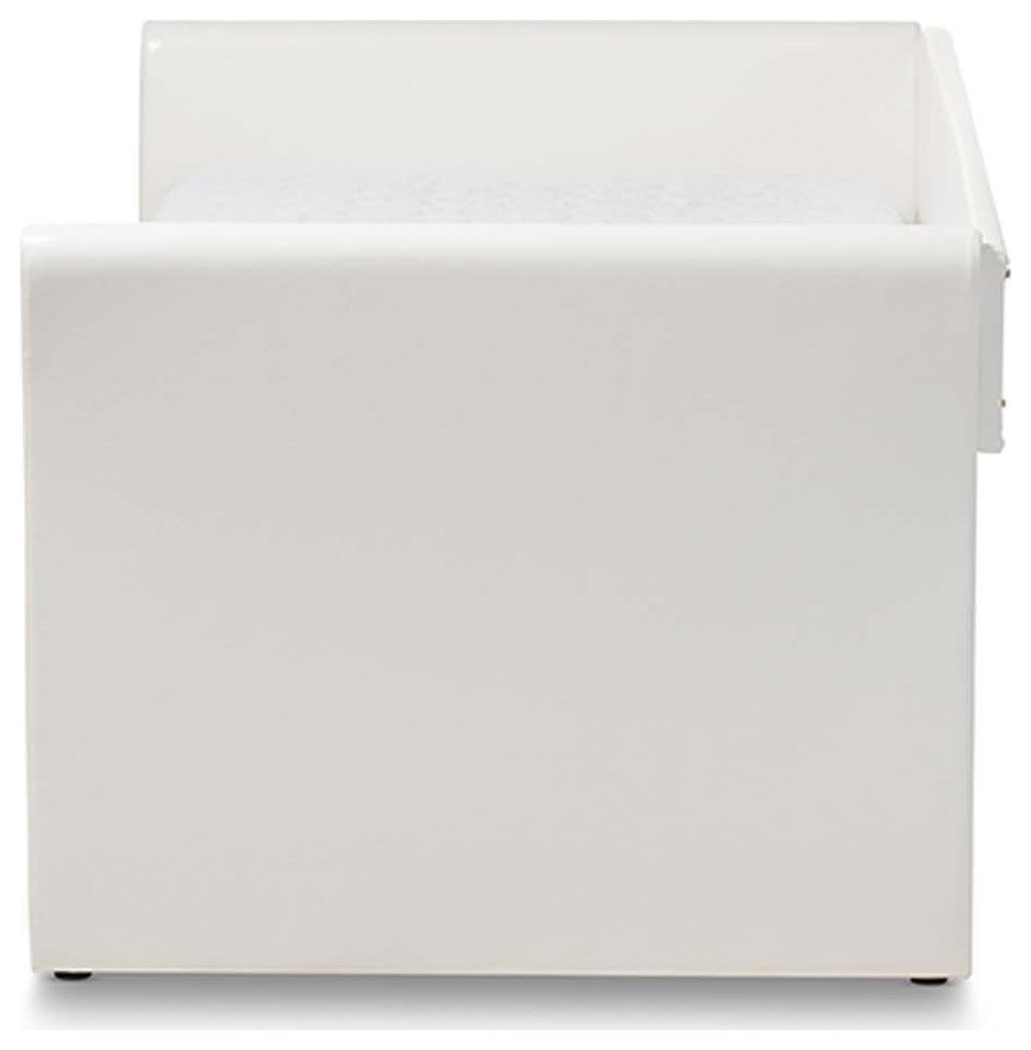 Jolene Fabric Upholstered Daybed With Trundle Bed, White