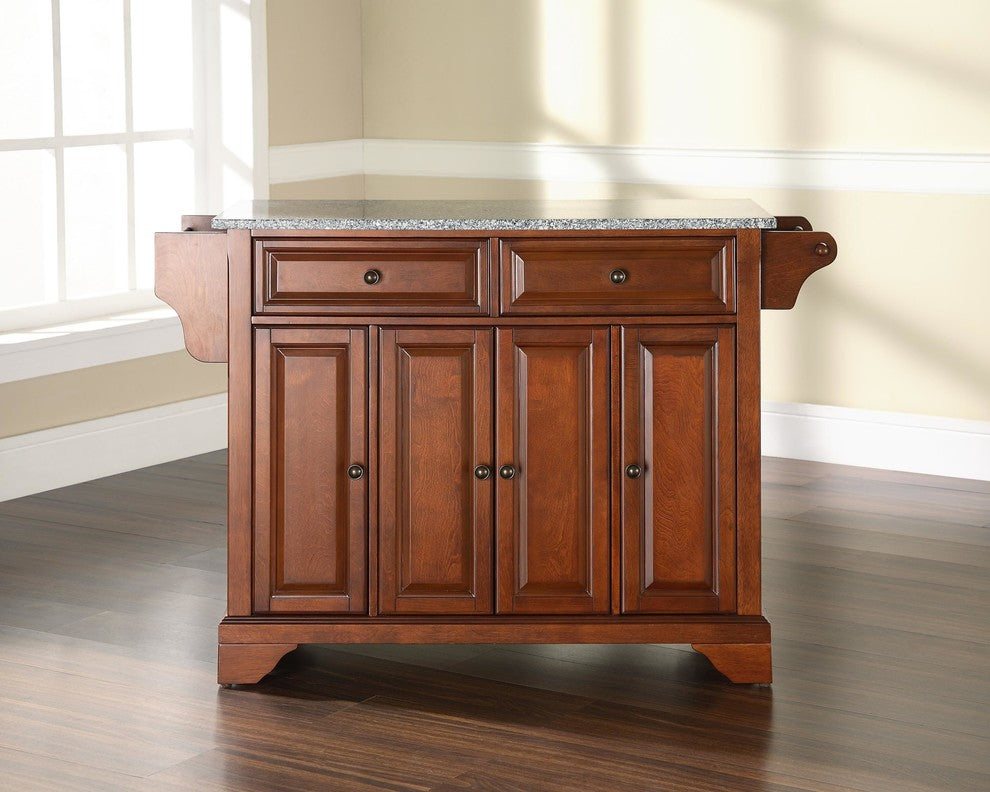 Crosley Furniture LaFayette Wood Kitchen Island in Cherry & Gray