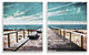 Tranquil Pier Dock Beach Clear Blue Sky Illustration, 2pc, each 10 x 15