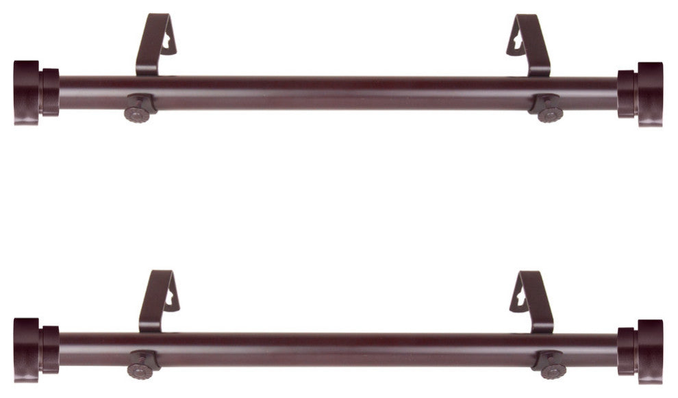 1" dia. Side Curtain Rod 12-20" Long, Set of 2, Mahogany