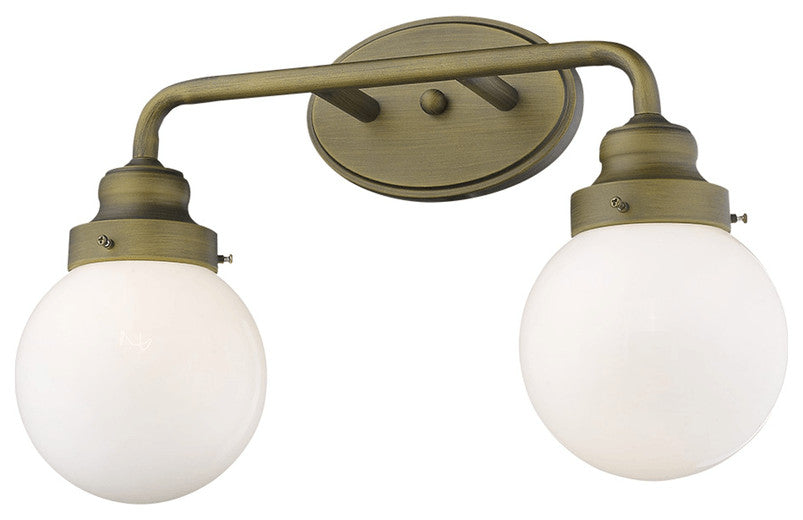 Two Light Gold Wall Sconce with Round Glass Shade