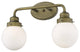 Two Light Gold Wall Sconce with Round Glass Shade
