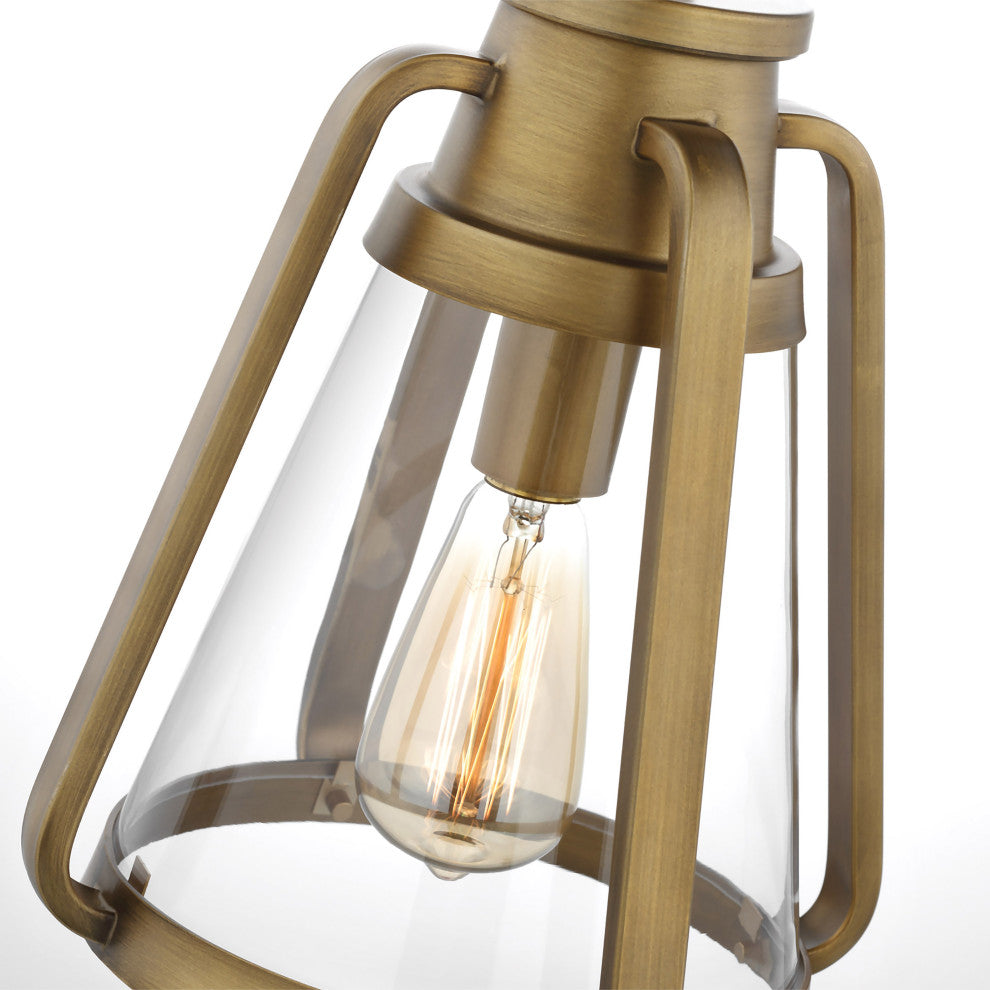 Everett 1-Light 10-Inch Pendant, Natural Brass With Clear Glass