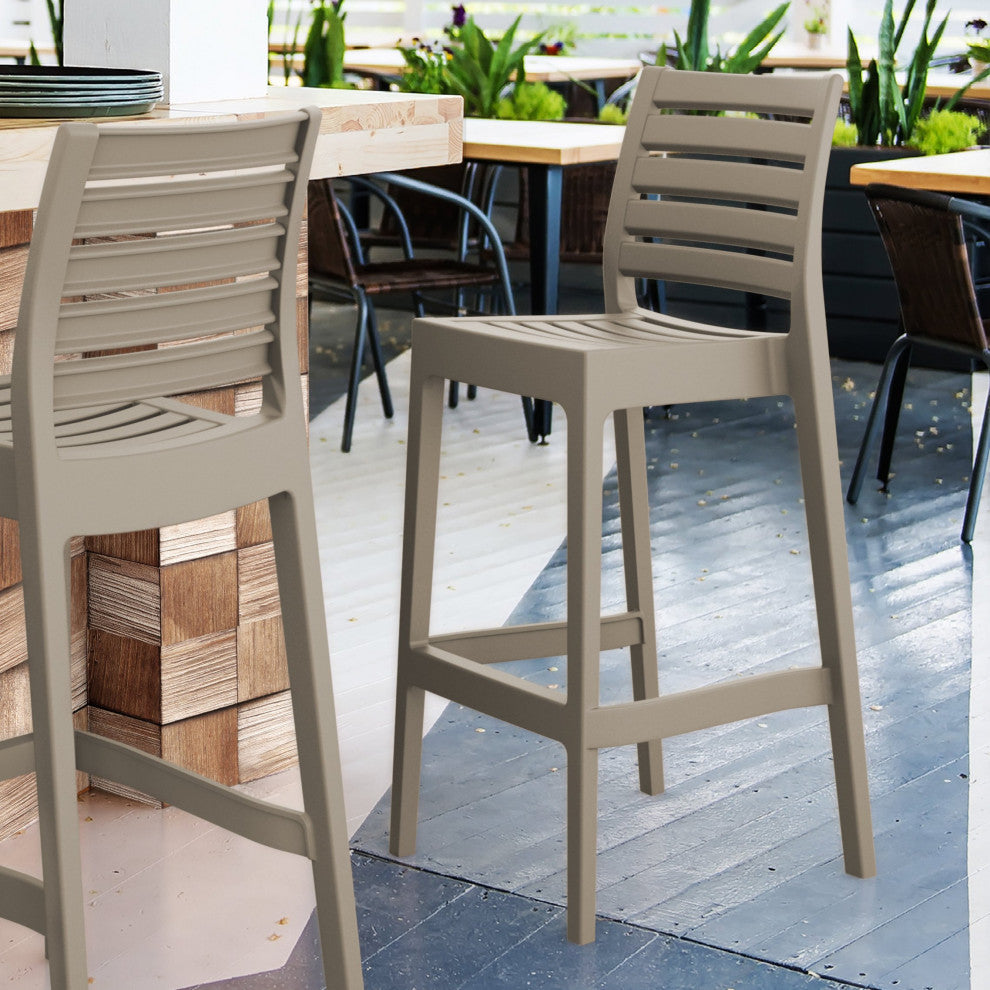 Compamia Ares Resin Barstool Taupe, Set of 2