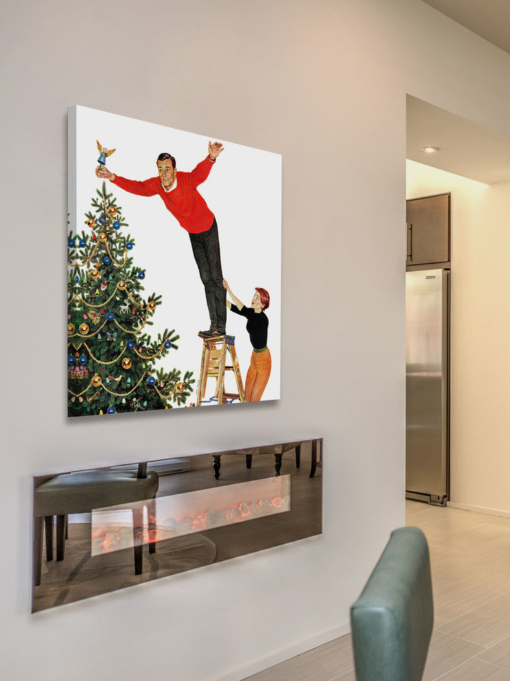 "Topping the Tree" Painting Print on Canvas by John Falter