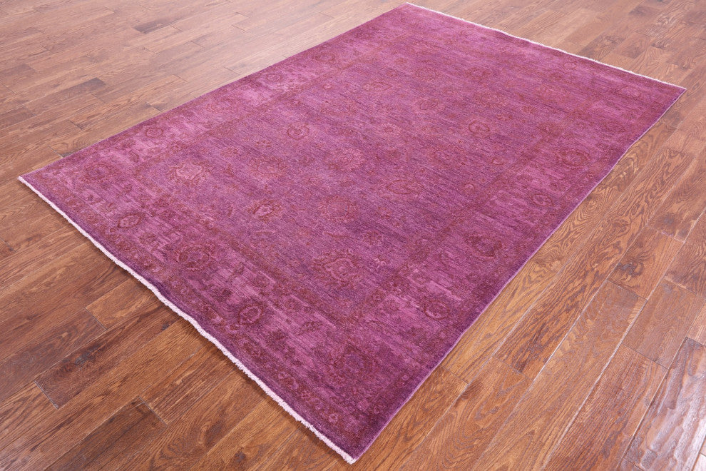Overdyed Full Pile Hand-Knotted Wool Rug 5' 5" X 7' 9" - Q12722