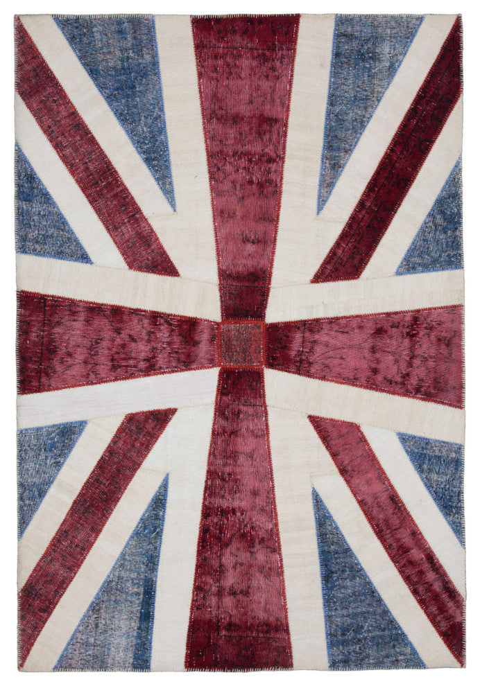 Rug N Carpet - Handwoven Turkish 6' 9'' x 10' 0'' Flag Patchwork Rug