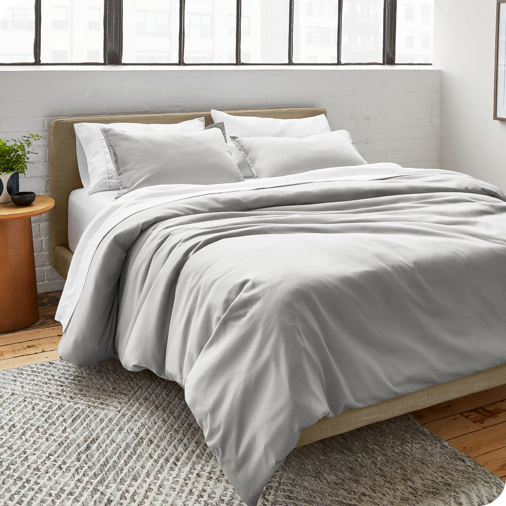 Bare Home Microfiber Duvet Cover & Sham Set, Light Gray, Queen