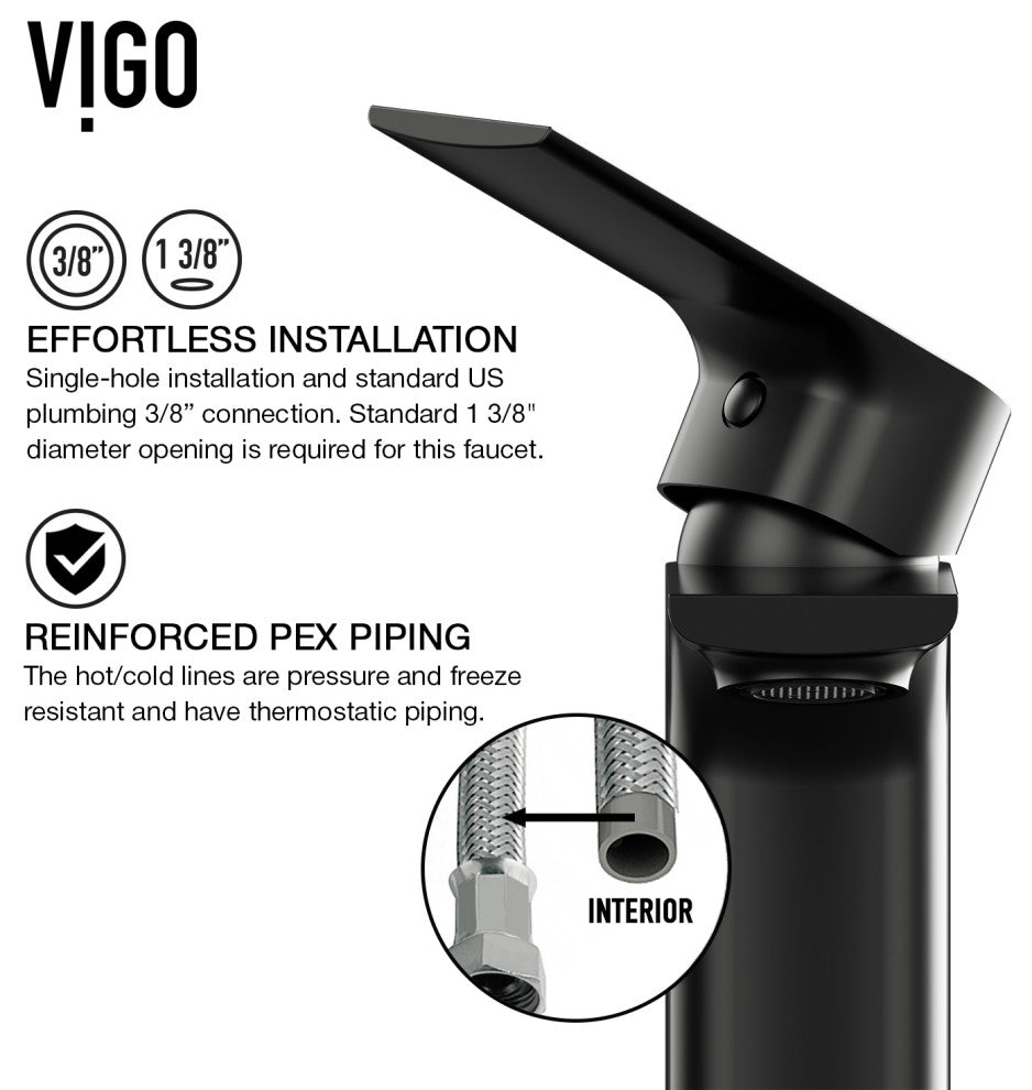 VIGO 6" H Davidson Single Handle Single Hole Faucet, Matte Black, Without Extras
