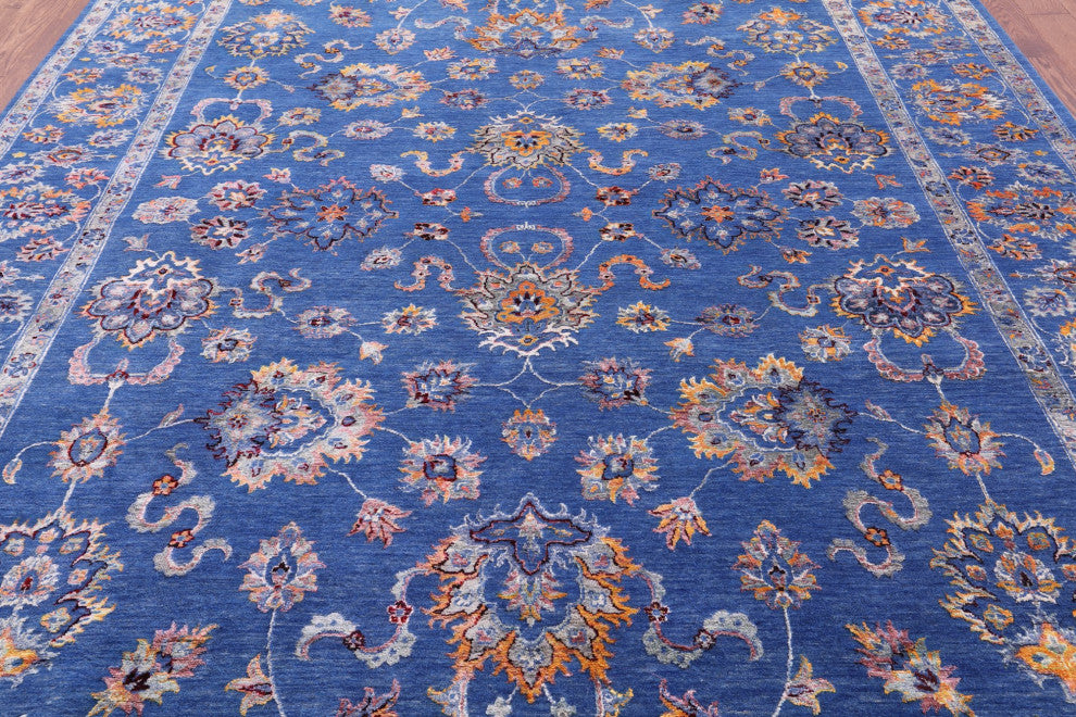 9' 1" X 11' 11" Wool and Silk Persian Hand Knotted Rug Q12089