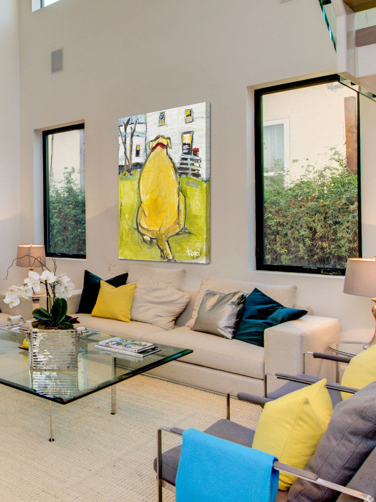"Fat Dog" Painting Print on Canvas by Tori Campisi, 24"x36"