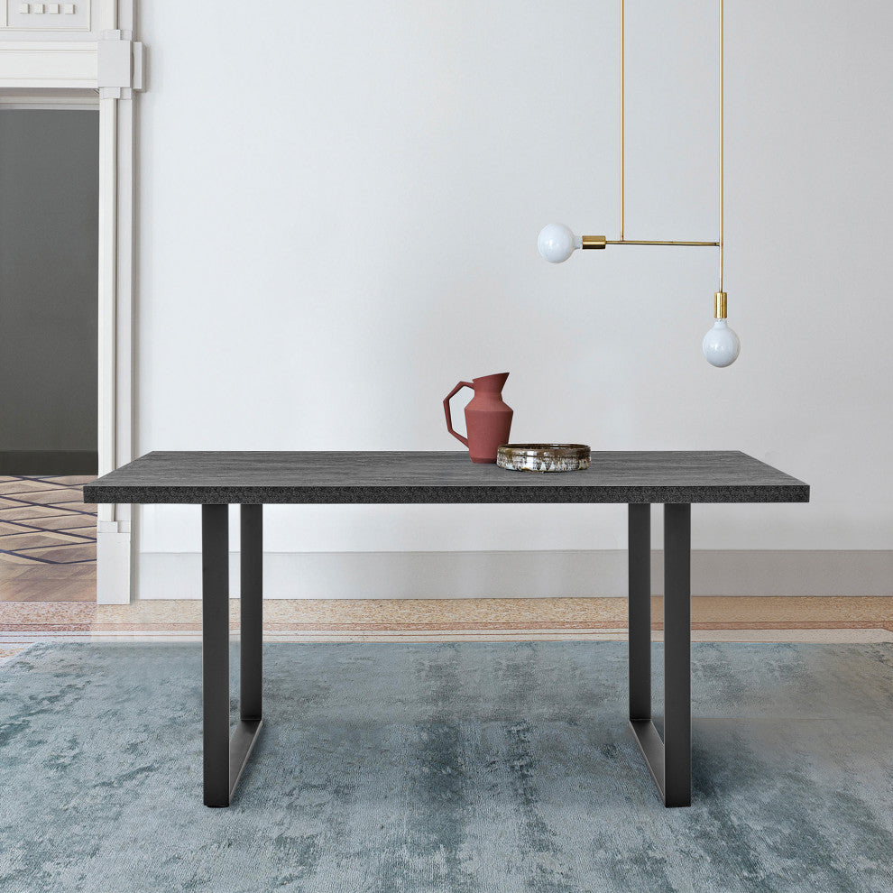 Fenton Rectangular 71" Dining Table, Charcoal Top and Black Base