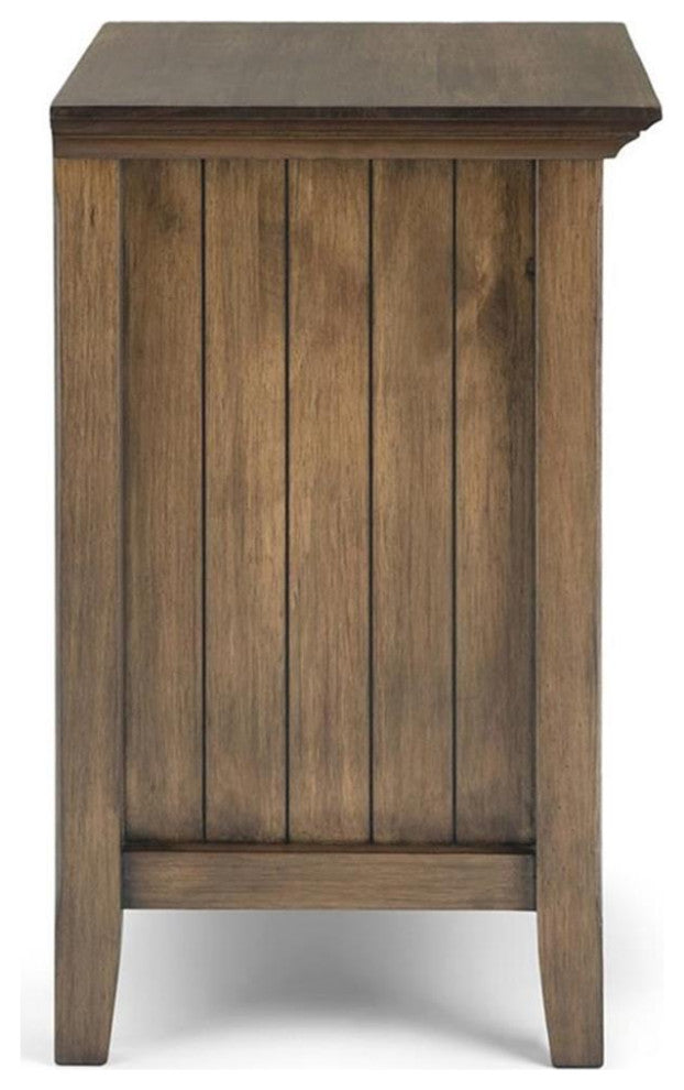 Solid Wood 24" Wide Bedside Nightstand Table In Rustic Natural Aged Brown