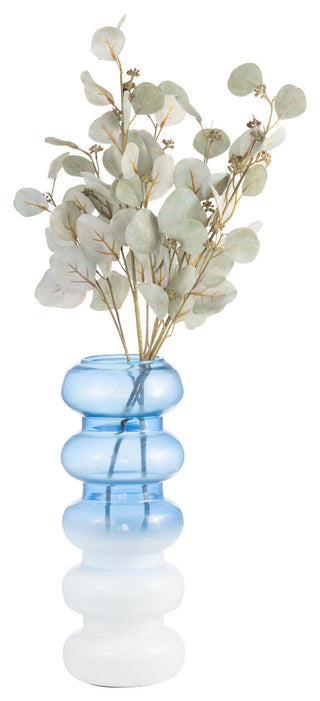 Glass, 17"H Accordion Vase, Blue